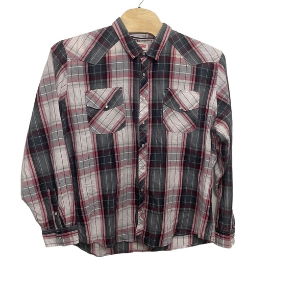 Levis XXXL Plaid Long‎ Sleeve Pearl Snaps Cotton/Poly Mens's (See Description) - Picture 1 of 7
